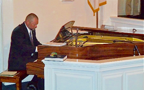 Charles Van Deursen Playing the Piano at Jog Road Baptist Church, www.InTuneWithYou.com