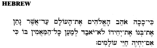 John 3:16 in Hebrew